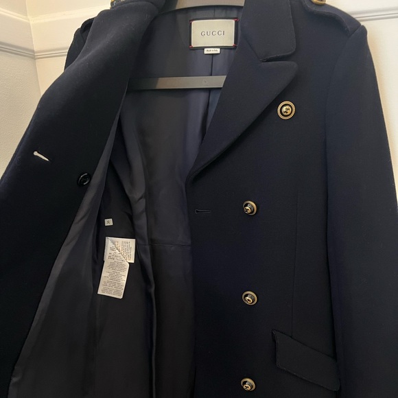 Gucci Dark Navy BlueWool Coat with Back strap - Picture 7 of 14
